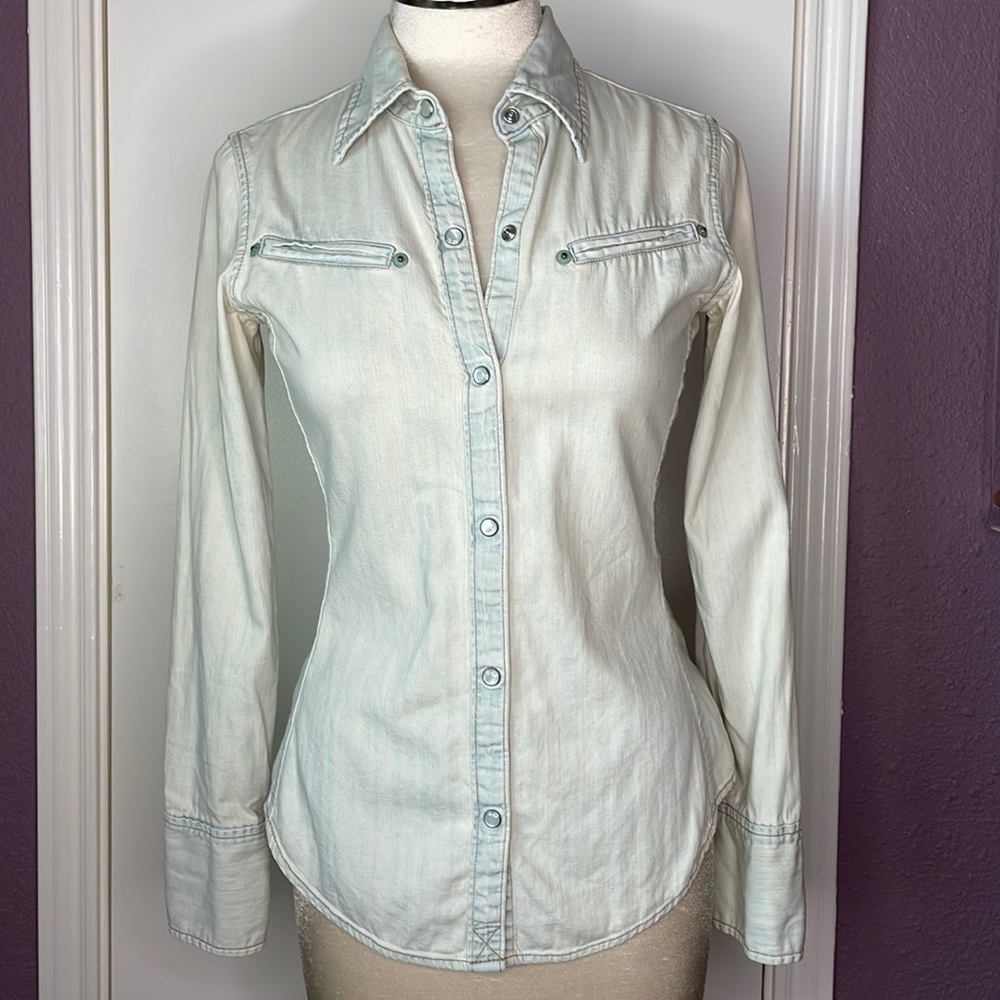Pearl snap denim shirt